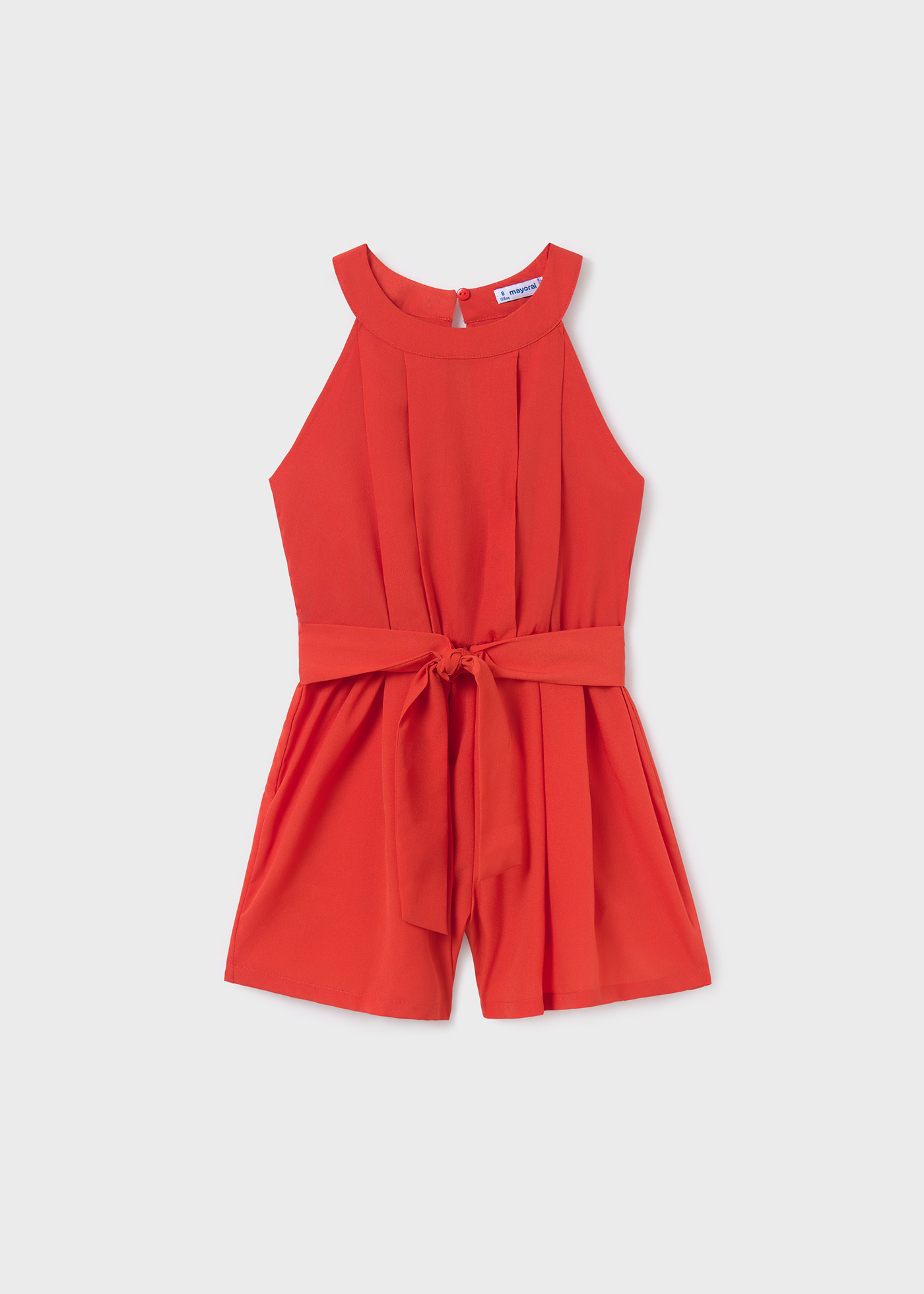 Macacão de crepe com decote halter para menina