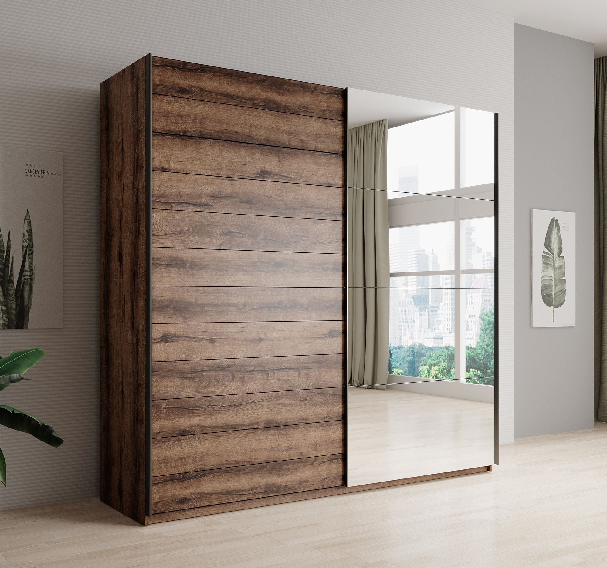 Brown 2 - Slaapkamer - Zwart - Eiken 180 - Groot