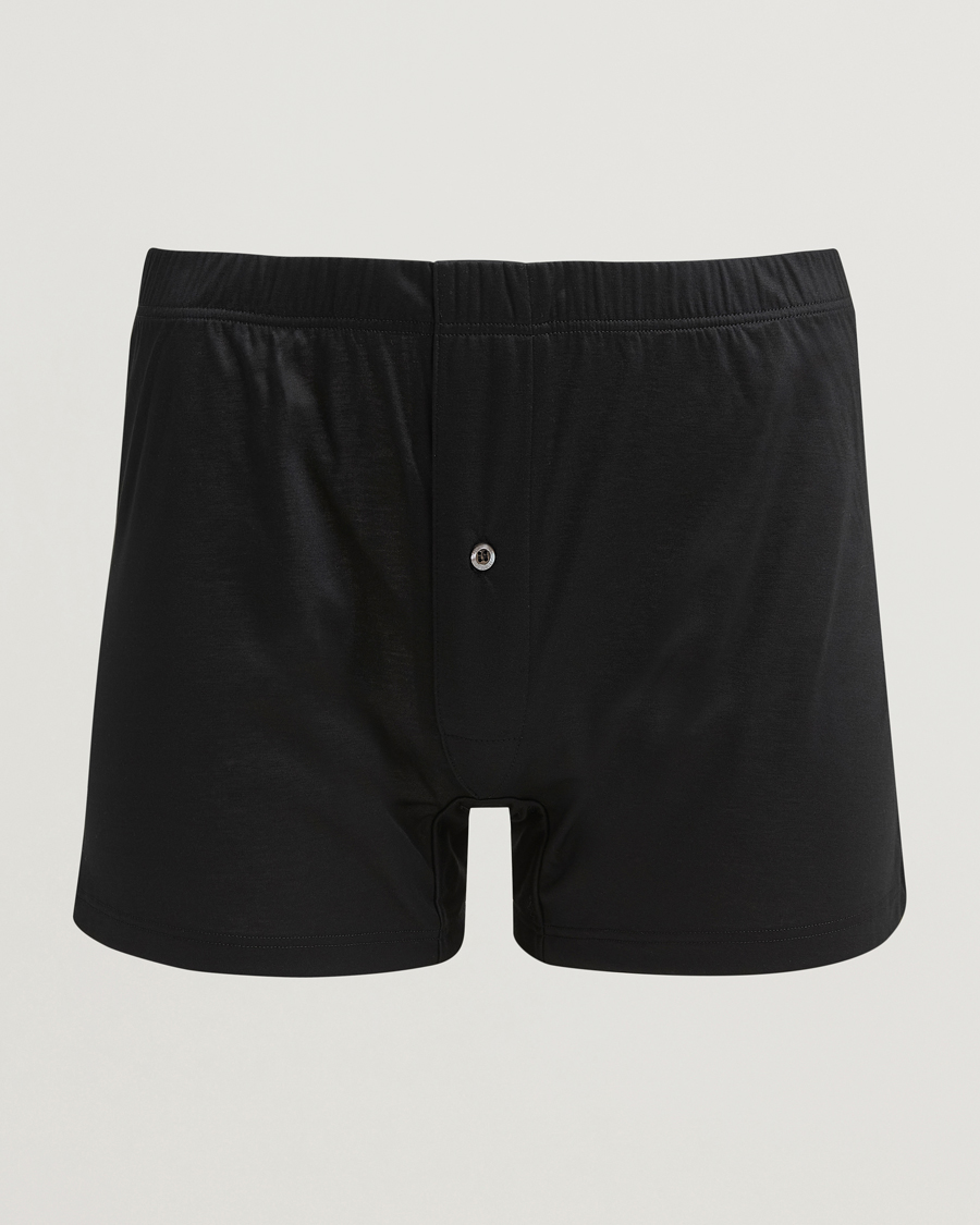 Zimmerli of Switzerland Sea island Cotton Boxer Shorts Black
