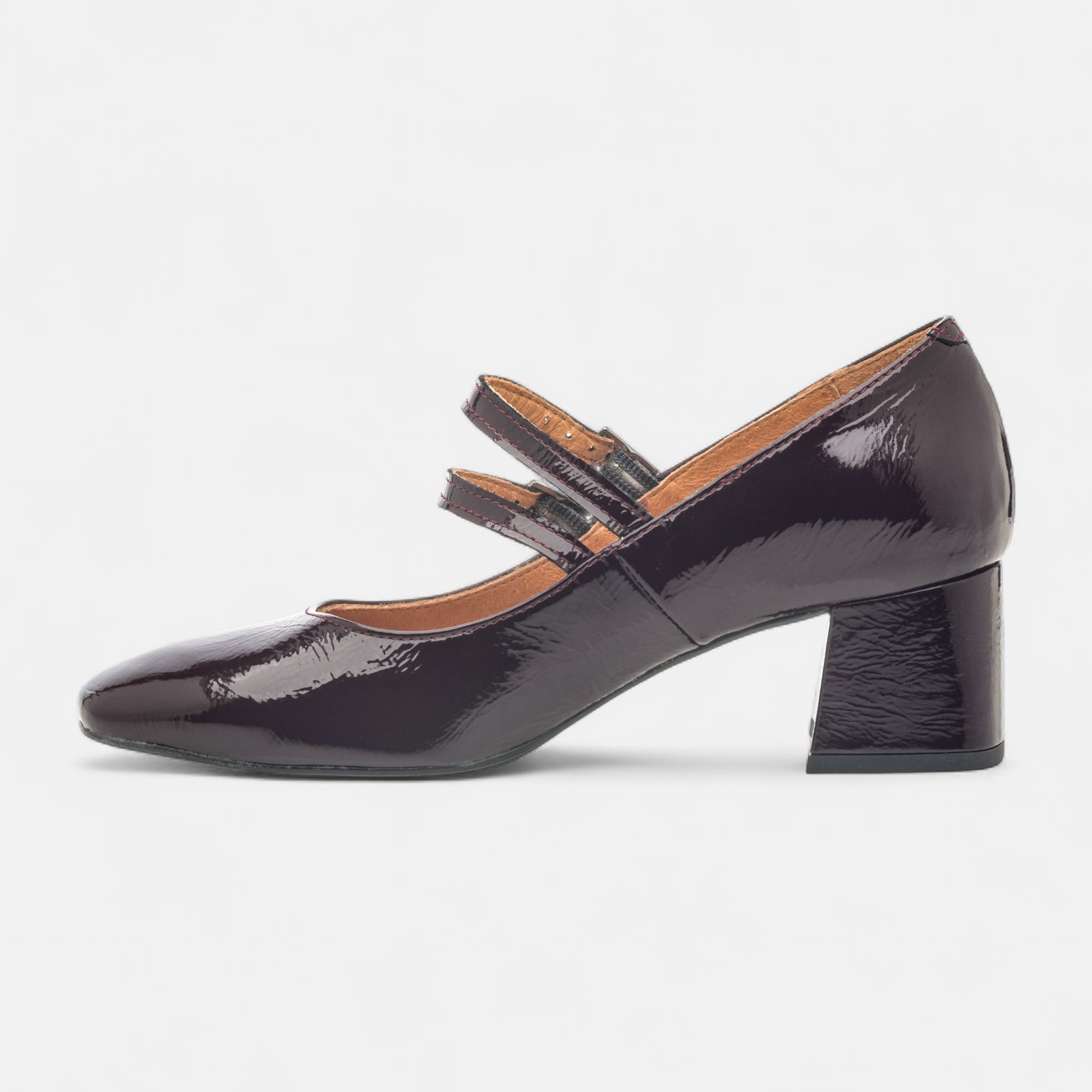 Babies à talon Femme en cuir bordeaux
