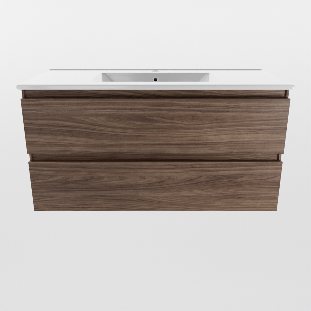 Mondiaz Aivy badmeubel 100cm mocha met wastafel keramiek wit glans 1 kraangat en spiegel