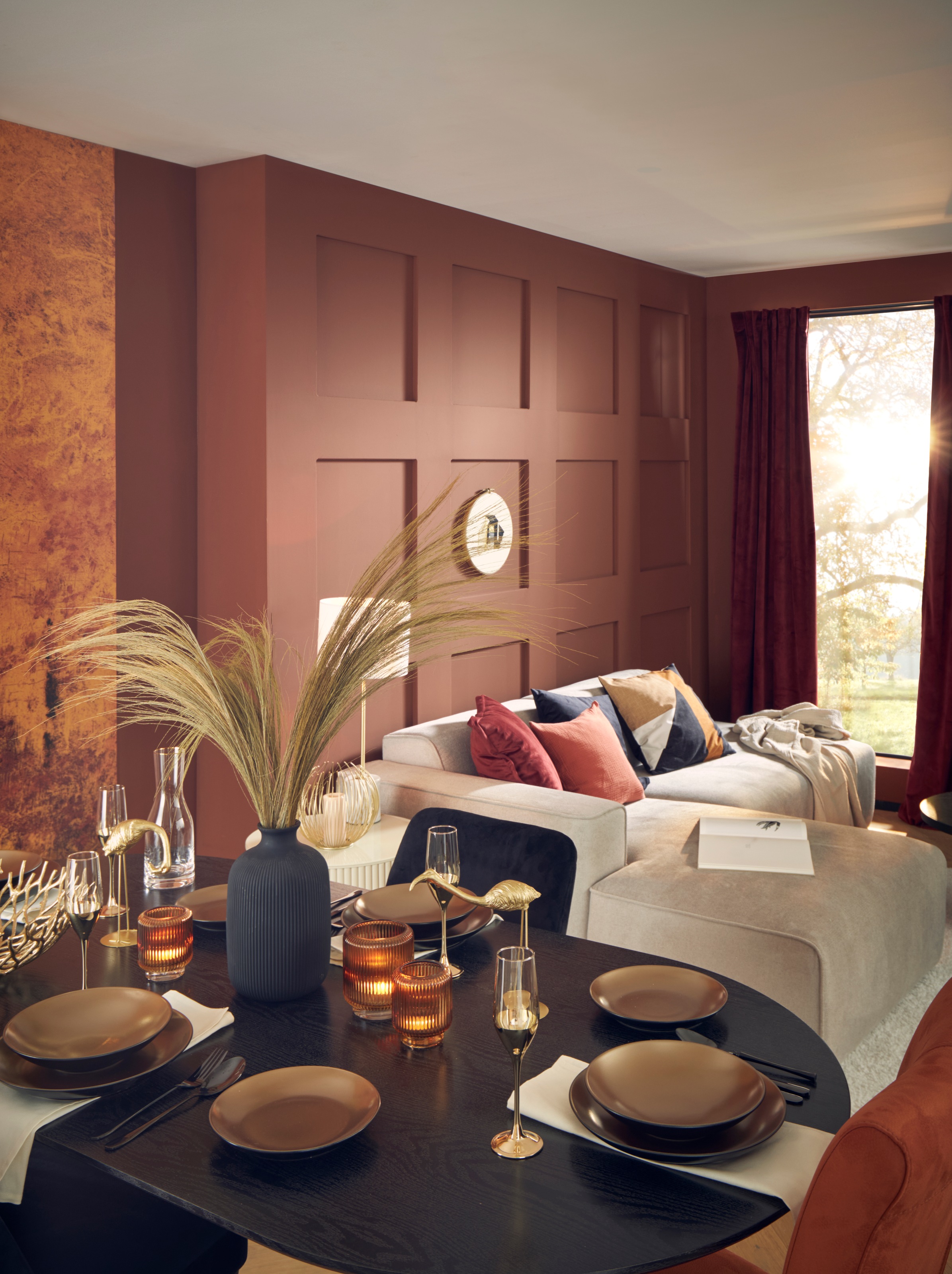 Home affaire Ecksofa »Noord mit Kedernaht, Breite 227 cm, L-Form« Cord, Struktur, Webstoff, mit Wellenunterfederung, Massivholzrahmen