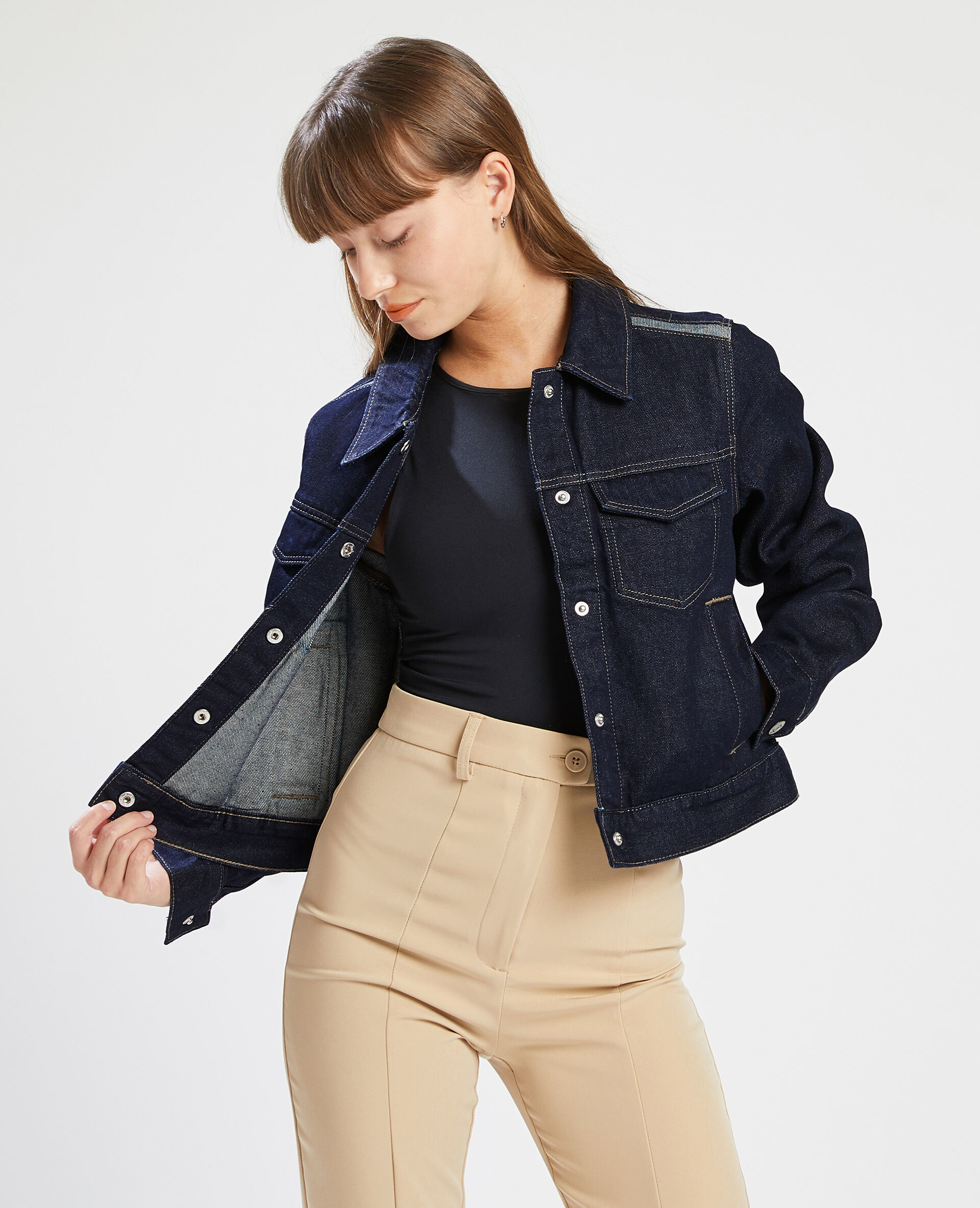 Veste en jean courte - Bleu foncé