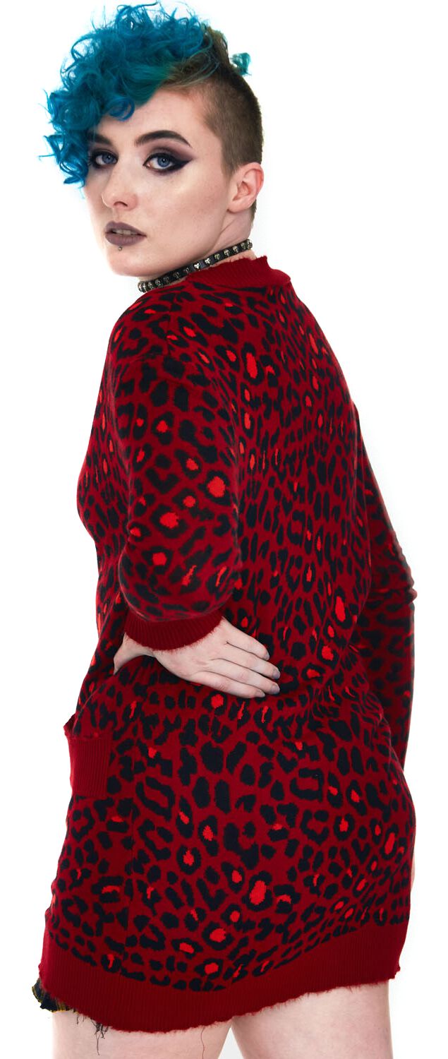Gilet Oversize Imprimé Léopard Rouge | Jawbreaker Cardigan