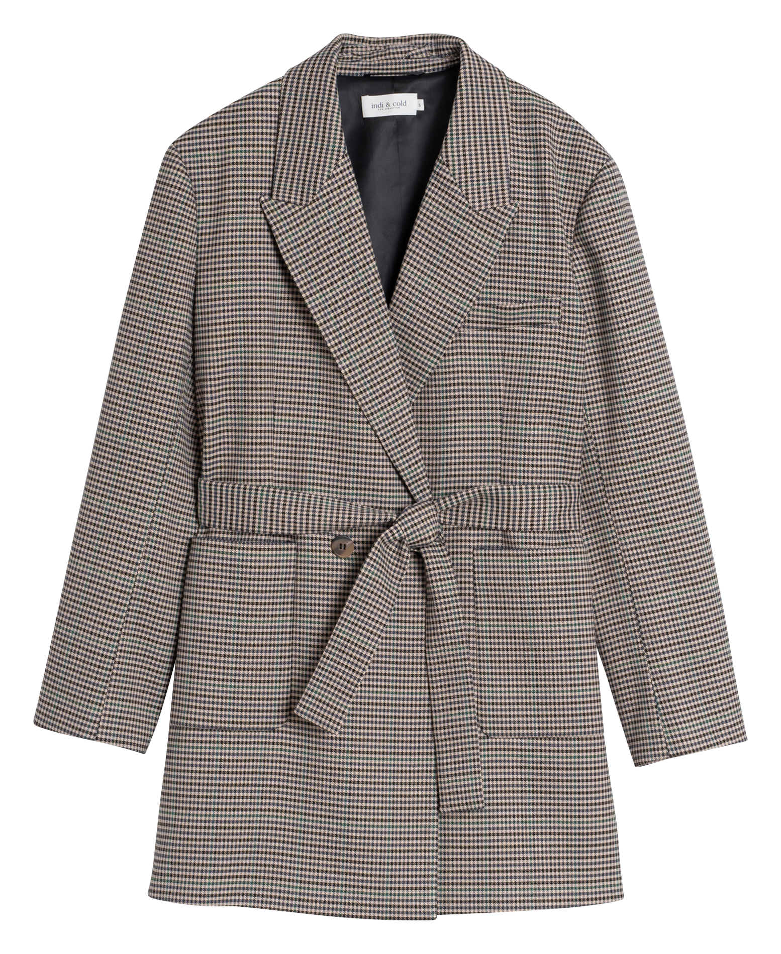 Veste col tailleur à motifs pied-de-poule| Noir