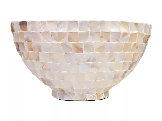 Jardinière en bois et nacre beige 62x29x33h cm