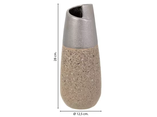 Vase en céramique argentée 12,5x12,5x28h