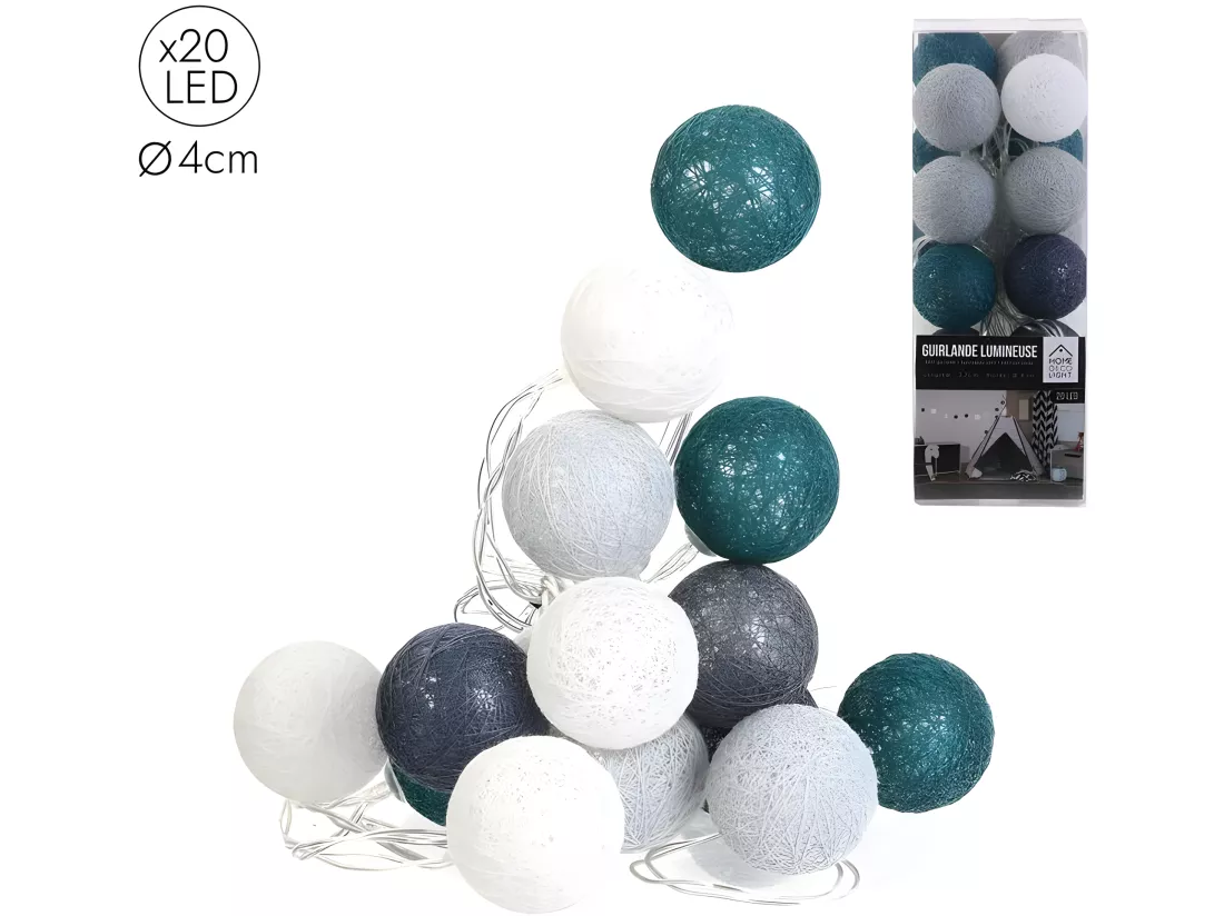 Guirlande lumineuse boules colorées 20 LED 3,72 m