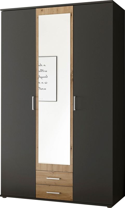 Woonexpress - Kledingkast Beugen - Grijs - Draaideur Kast - 120x196x54 cm - Compleet met Planken en Roede