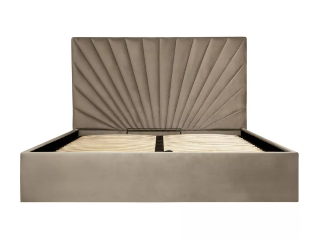Lit coffre 180 x 200 cm - Velours - Taupe + Matelas - RILIODA de Pascal Morabito