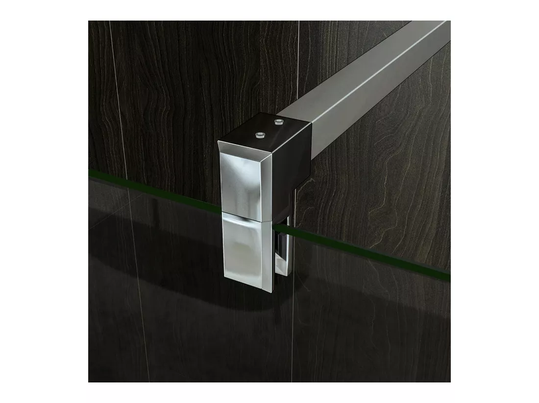 Paroi de douche à l'italienne 90+30x200cm avec retour pivotant - Verre 8mm trempé - Avec barre de fixation 140cm en carré