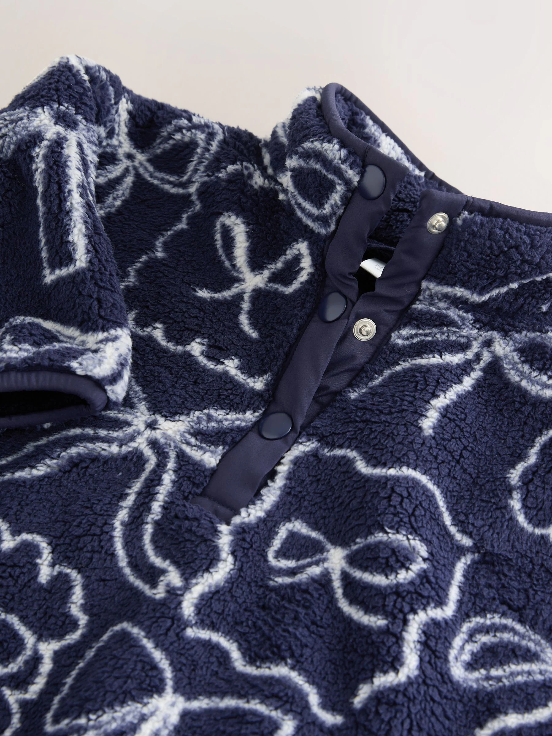 Marineblauw met strikjes - Half Popper Fleece (3mnd -7jr)