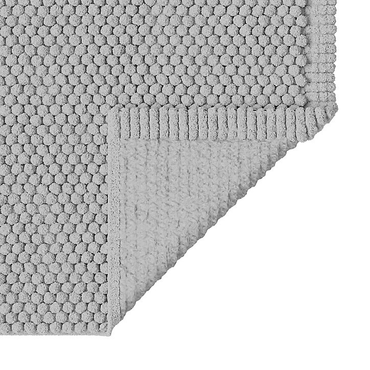 Tapis de bain rectangulaire GoodHome Elland coloris gris nuage en coton et polyester L.80 x l.50 cm