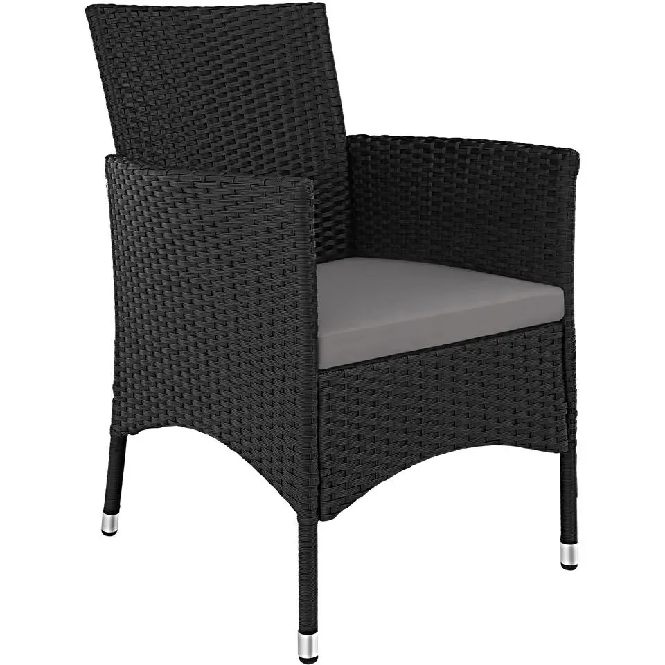 tectake - tuinset 8 stoelen en tafel - wicker - zwart / grijs