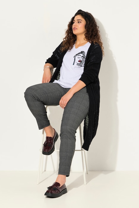 T-Shirt, Stickerei, Classic, V-Ausschnitt, Halbarm