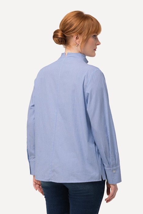 Bluse, Streifen, Kelchkragen, Langarm