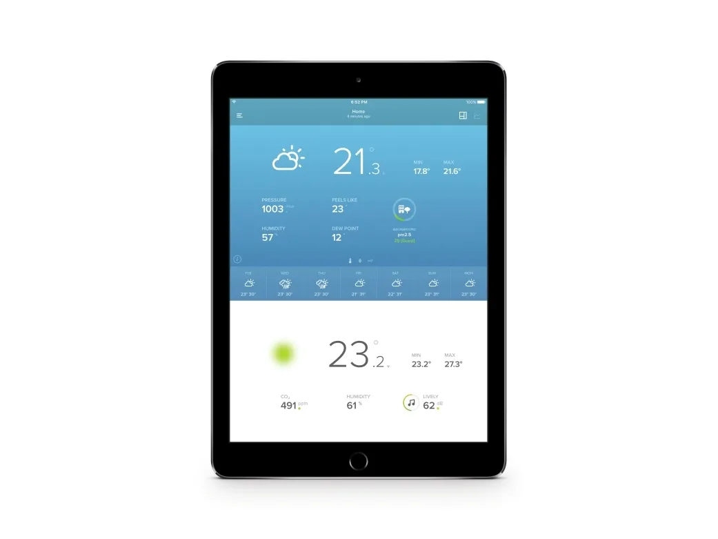 Netatmo NWS01-EC, Aluminium, Indendørs barometer, Indendørs hygrometer, Indendørs termometer, Udendørs barometer, Udendørs..., Barometer, Hygrometer, Termometer, Barometer, Hygrometer, Termometer, Aluminium, Plast, 260 - 1160 kPa