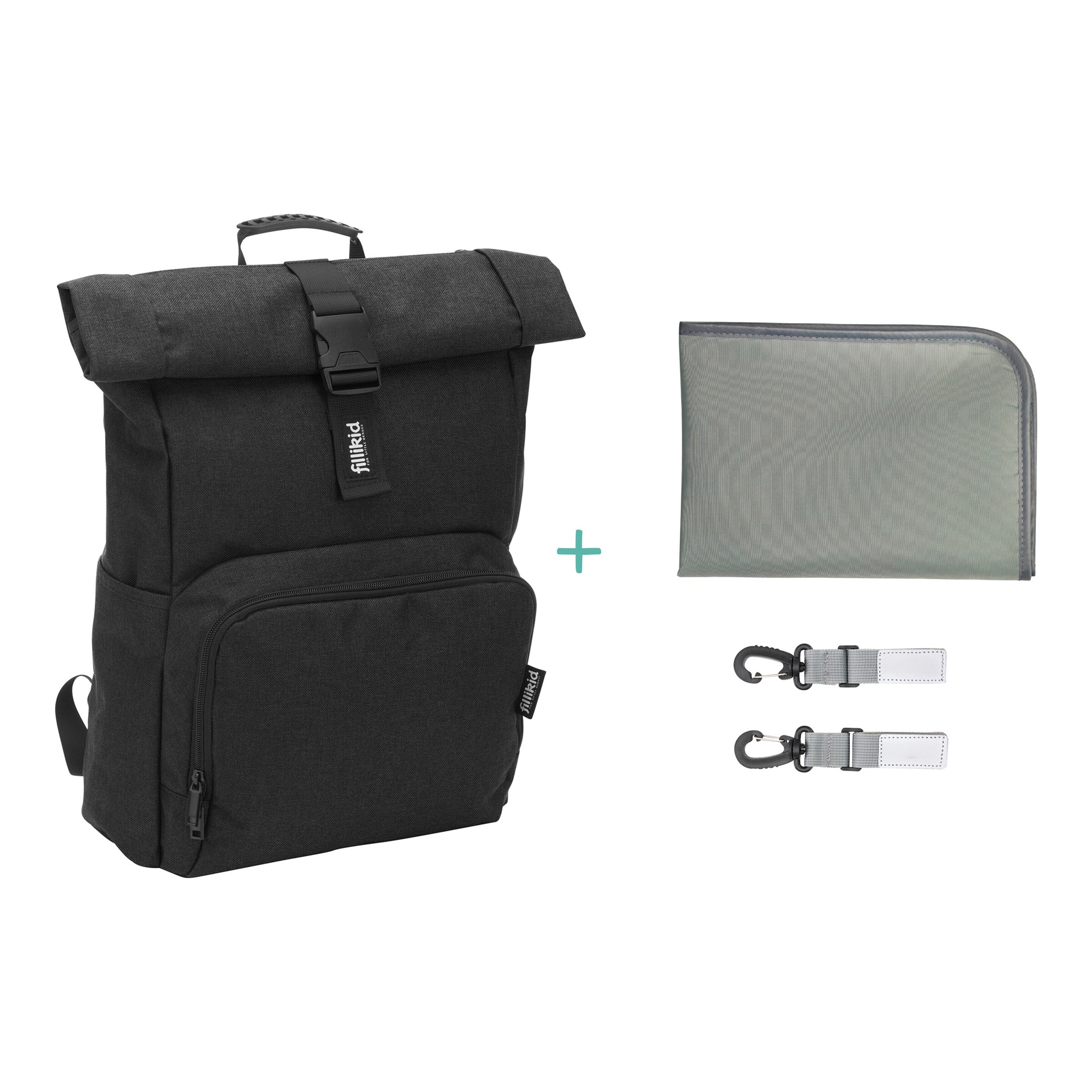 Fillikid Wickelrucksack Rolltop Tokio schwarz