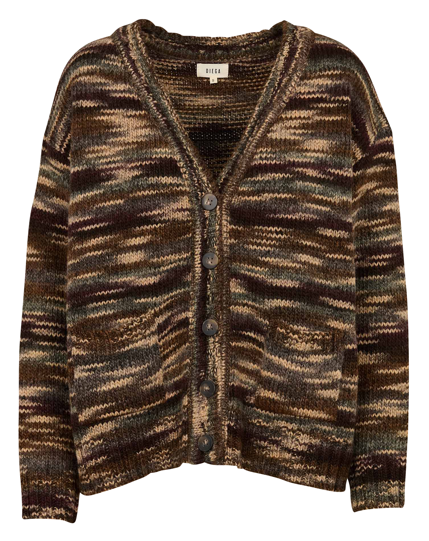 GIKO - Cardigan rayé en laine mélangée | Marron