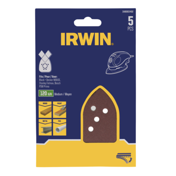 Irwin schuurvel voor Bosch Primo en B+D Mouse zelfklevend K120, 5 stuks