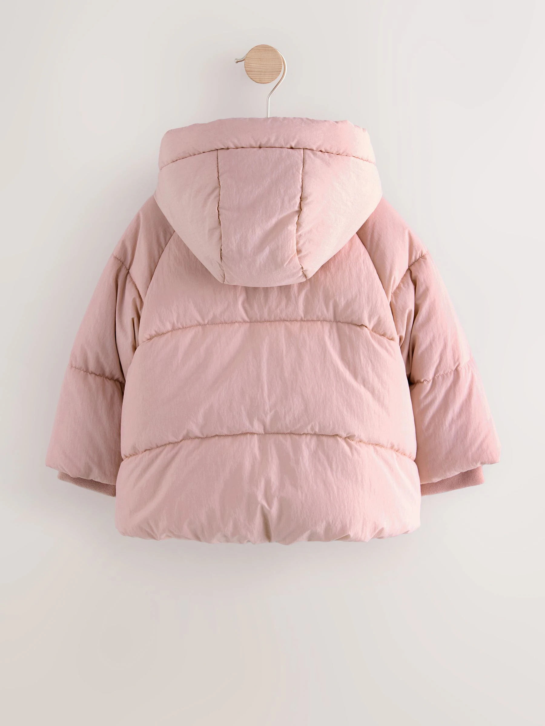 Roze - Regenbestendige gewatteerde jas met imitatiebontvoering (3mnd-7jr)