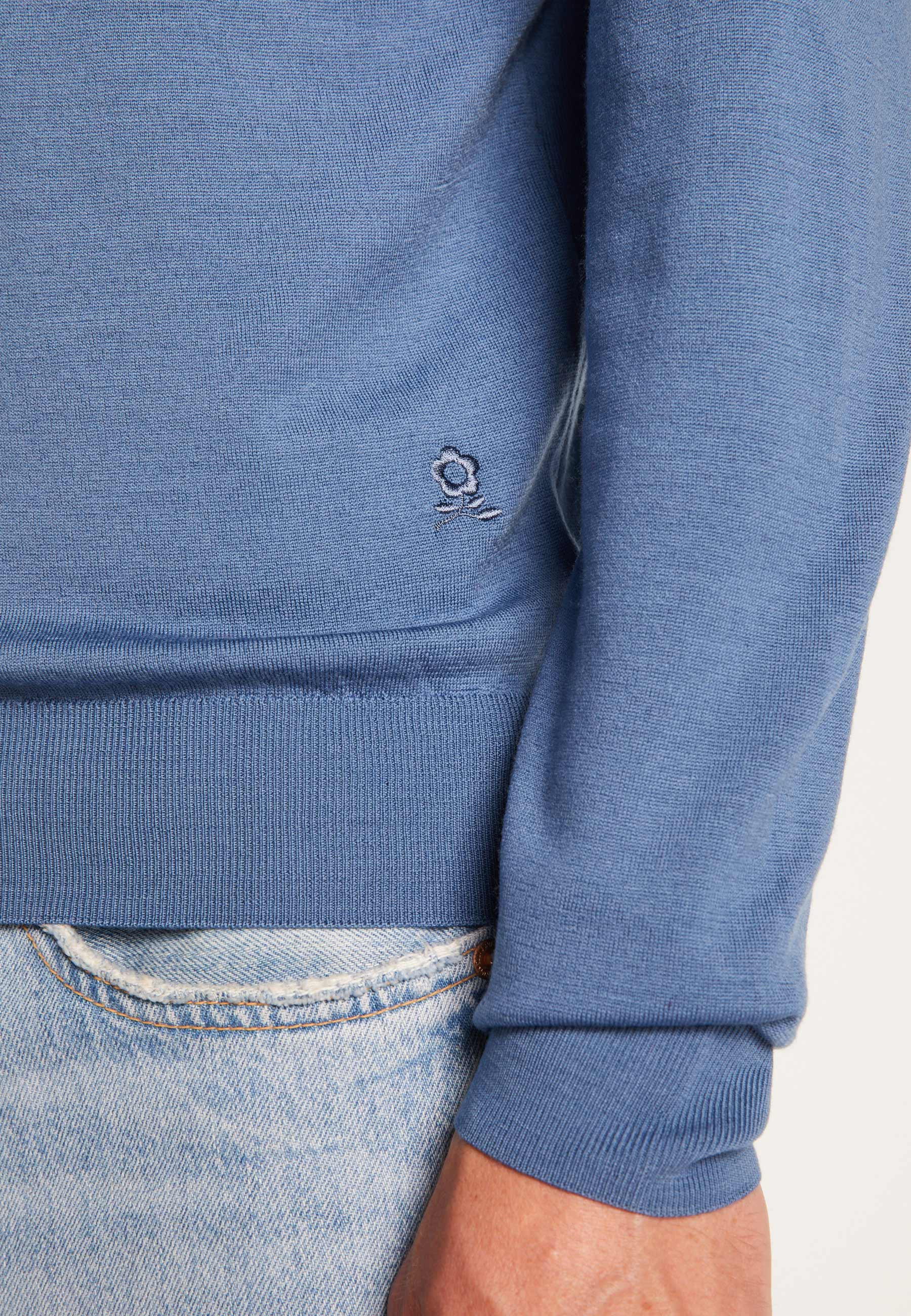 EDDIEAH24 - Pull col rond en laine mérinos | Bleu