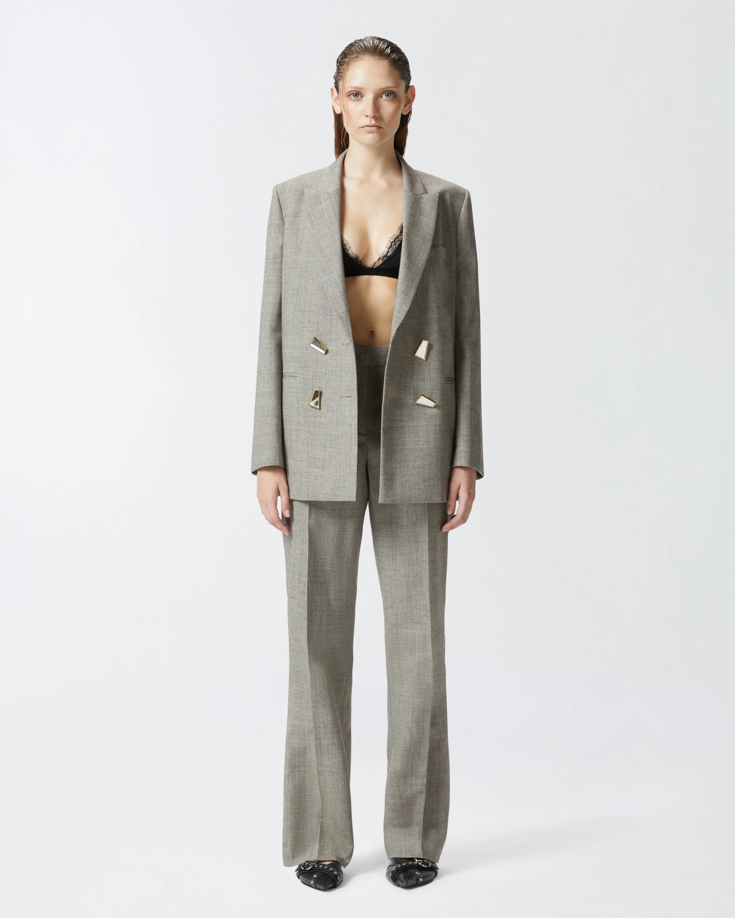 Pantalon droit à poches froide | Beige