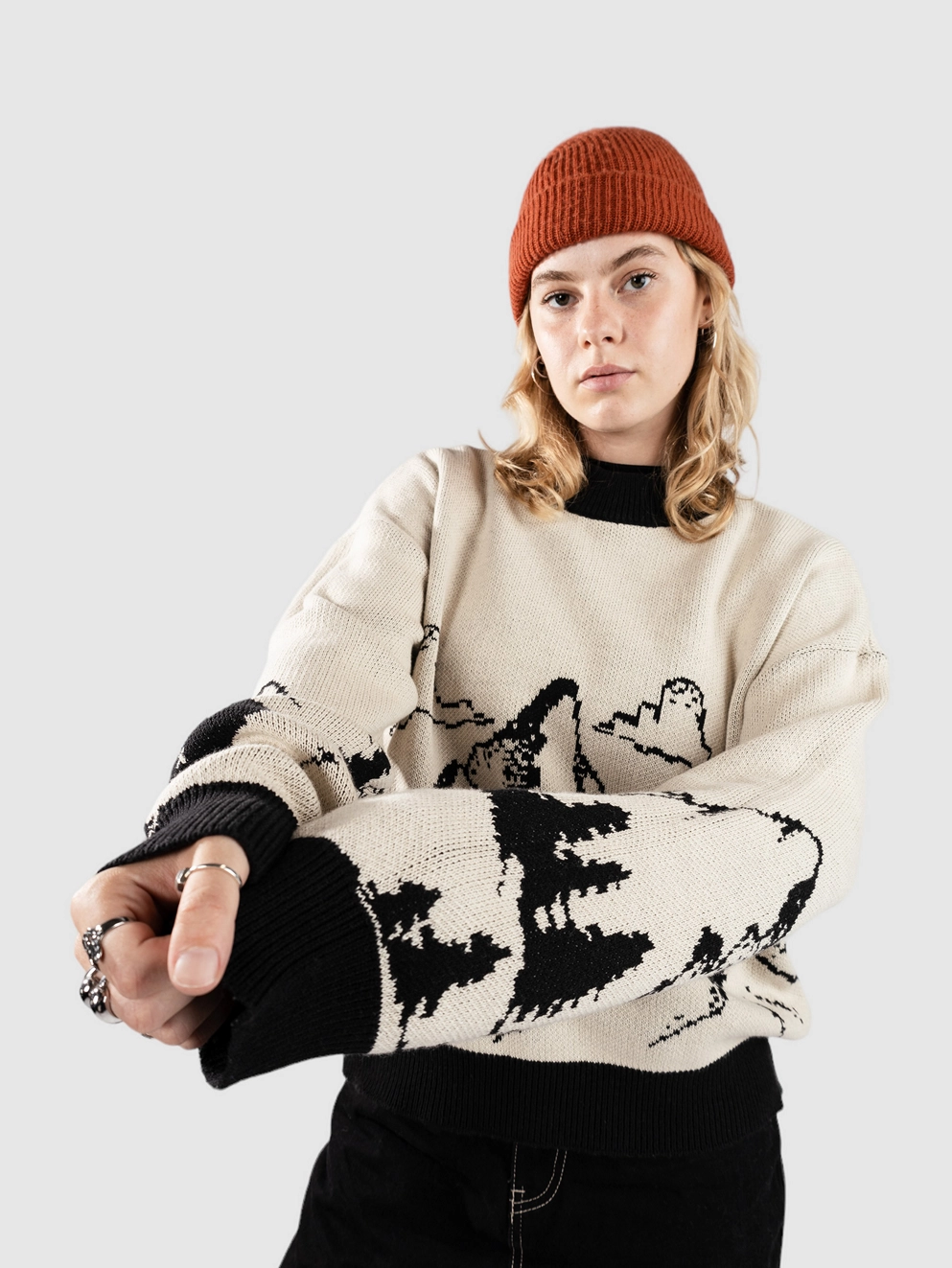 Blue Tomato Landscape Knit Pullover black / eggwhite