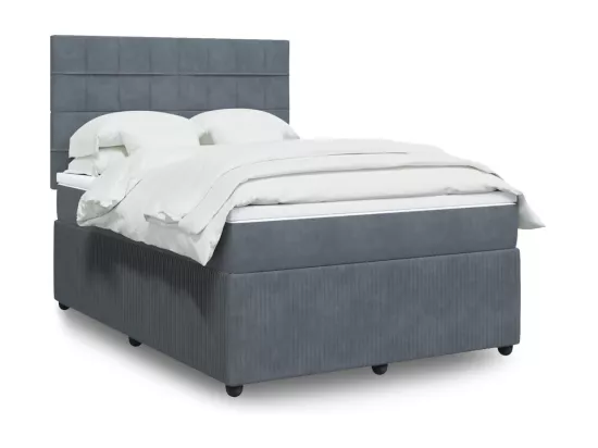 Sommier à lattes de lit et matelas Gris foncé 140x190cm Velours