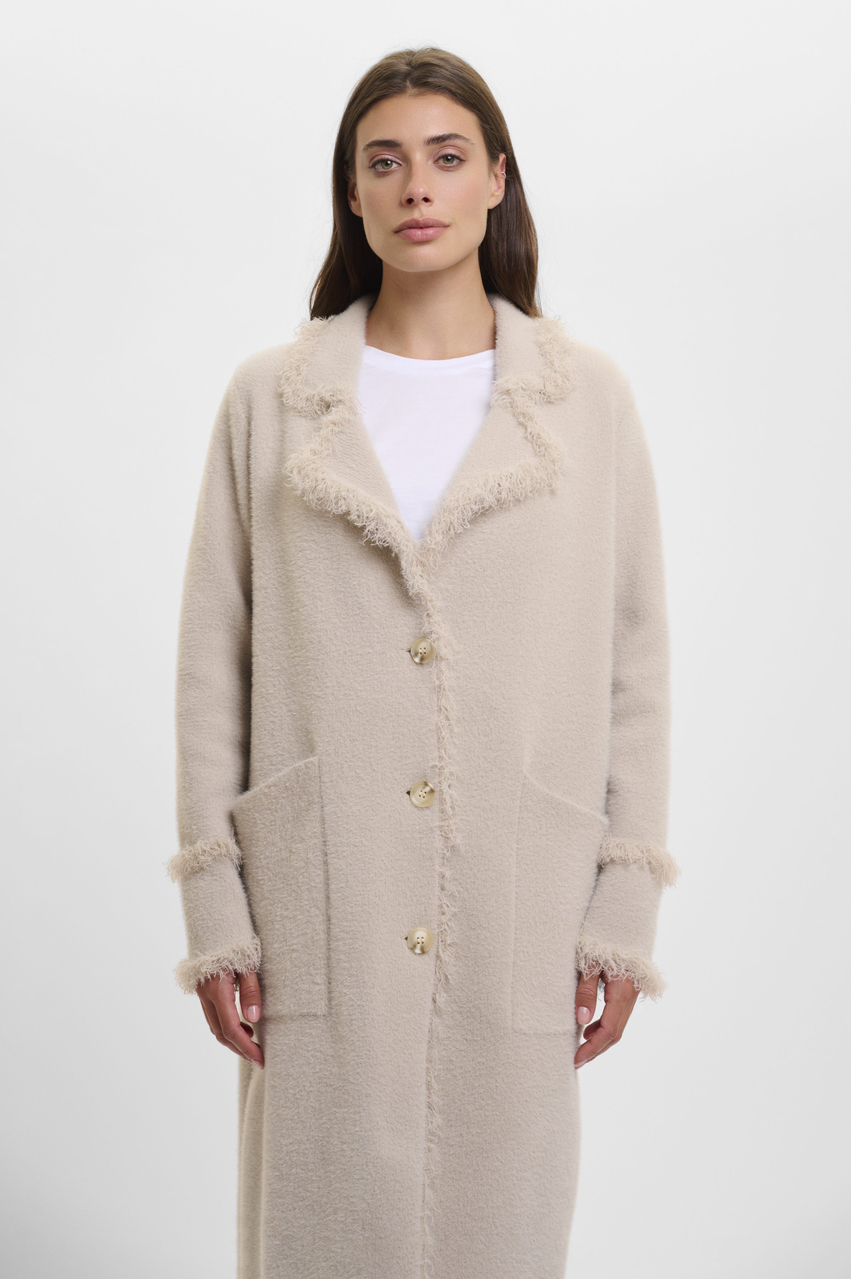 Rino & Pelle - Catena Cardigan With Fringe Detail - Stone