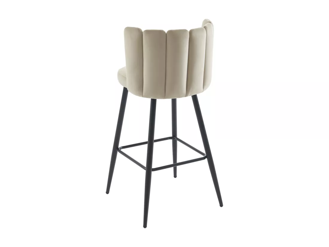 Lot de 2 tabourets de bar en velours et métal noir - Beige - PRANILA de Pascal MORABITO