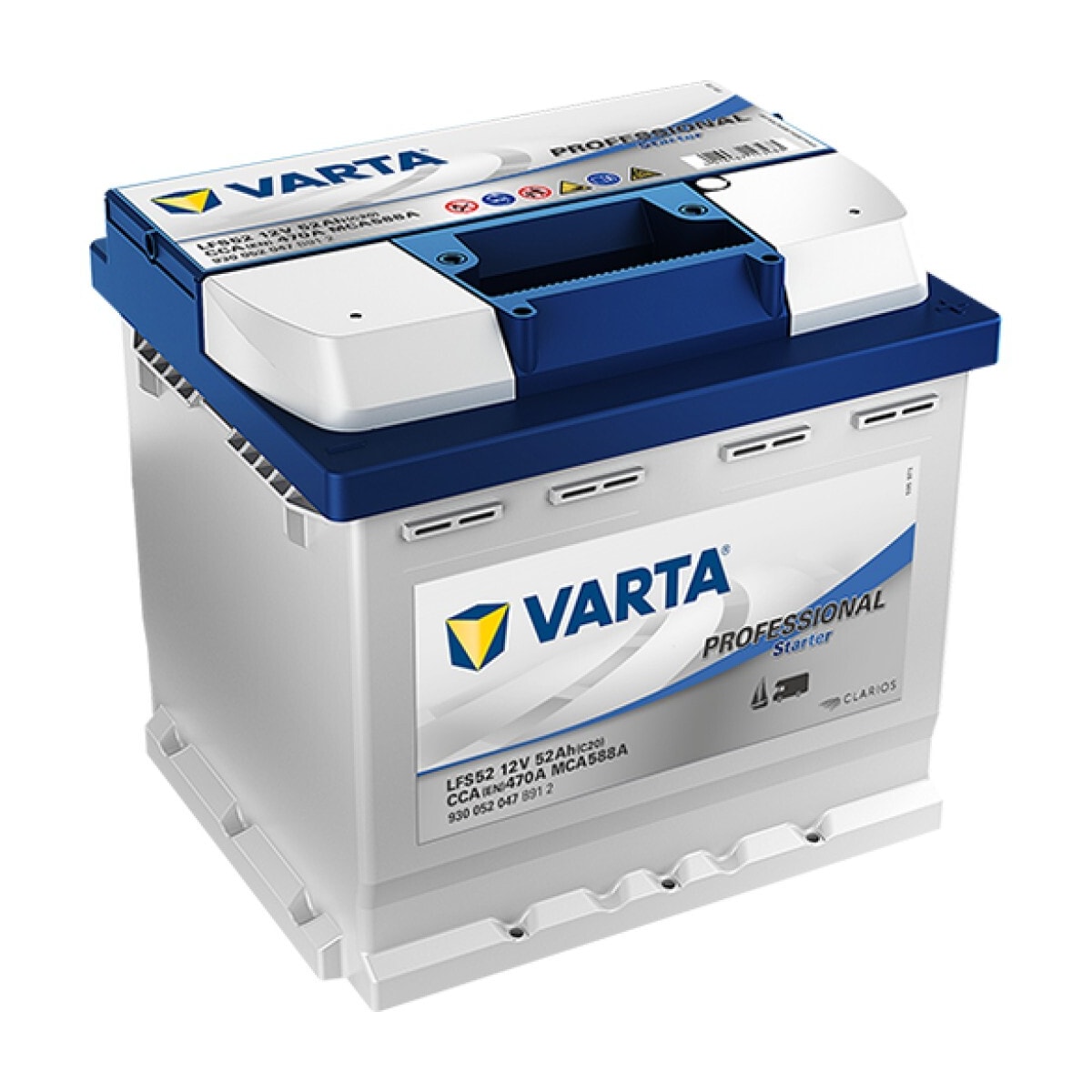 VARTA Fritidsbatteri 12V 52 AH 470 CCA (207x175x190mm) + høyre LFS52