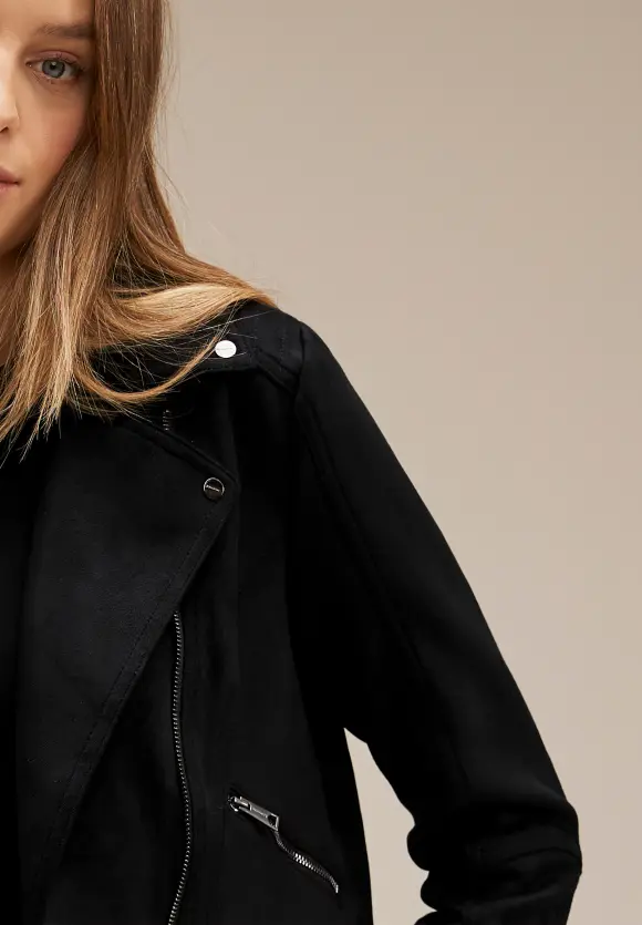 Velours Bikerjacke - Black
