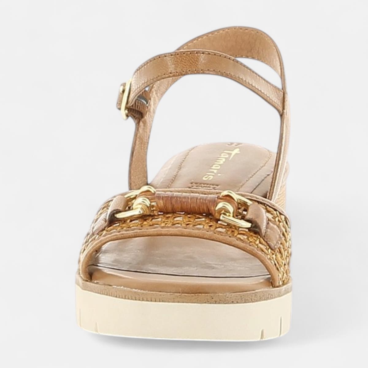 Sandales à talon compensé Femme cognac