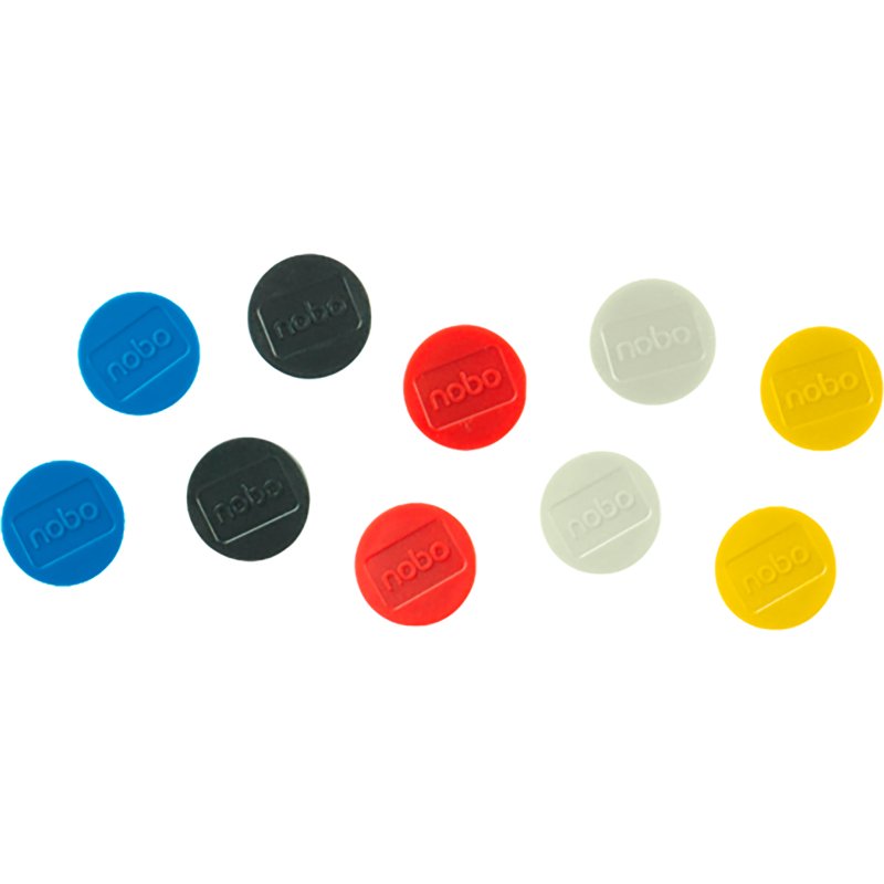 Aimants colorés Ø 38 mm pour tableaux blancs magnétiques Nobo - Lot de 10