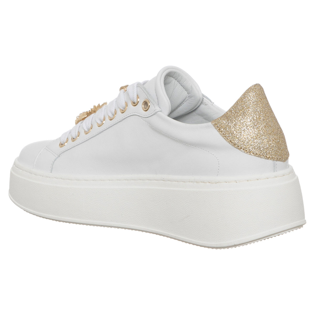 Loretta Pettinari Sneakers en Cuir Maé blanc/doré