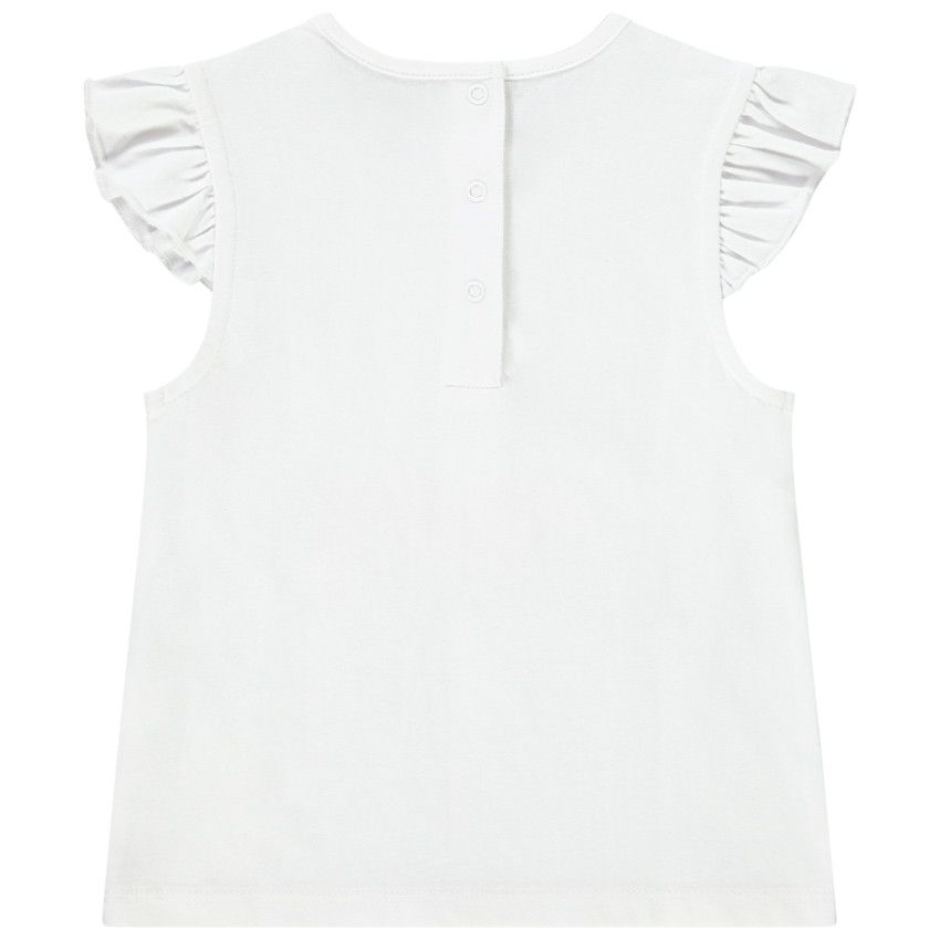 T-shirt manches courtes volantées en jersey avec print pour bébé fille - Blanc