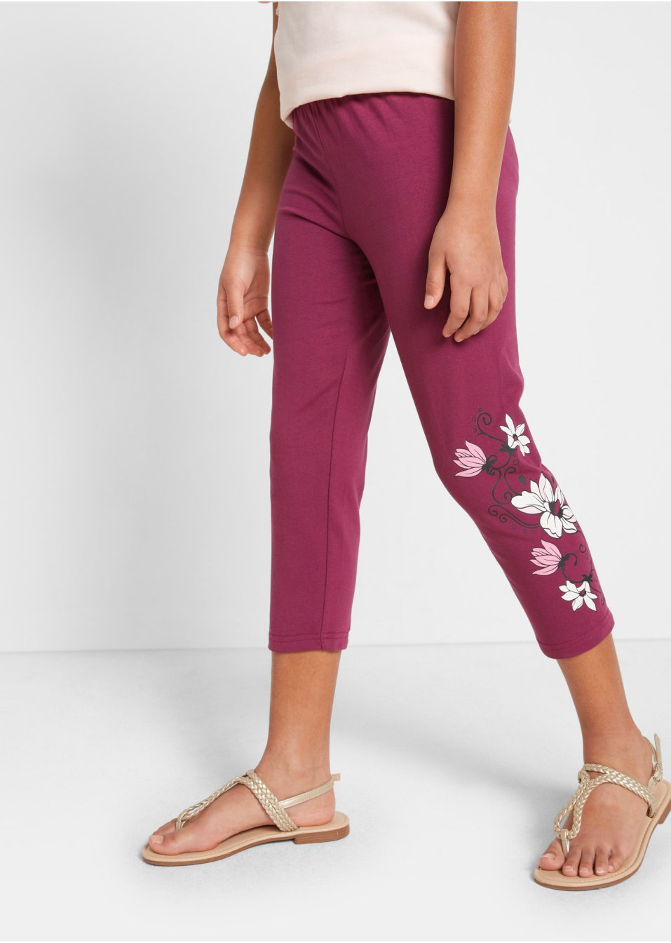 Lot de 2 leggings 3/4 fille avec coton