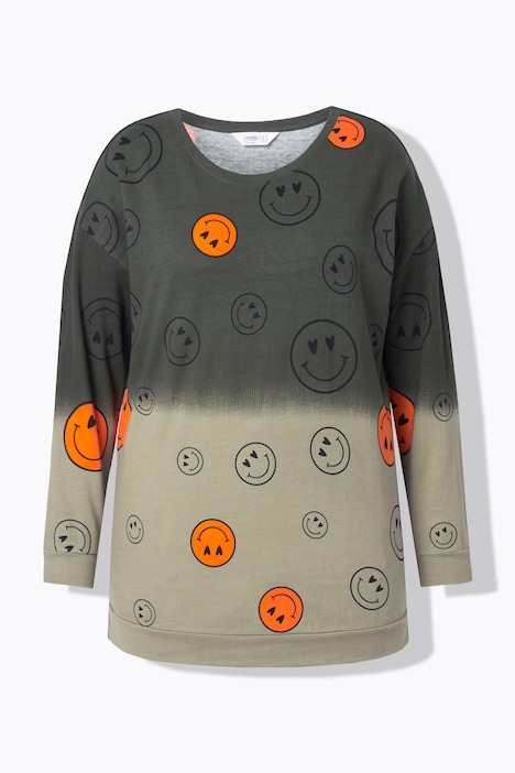 Sweatshirt, oversized, Farbverlauf Smiley, Langarm