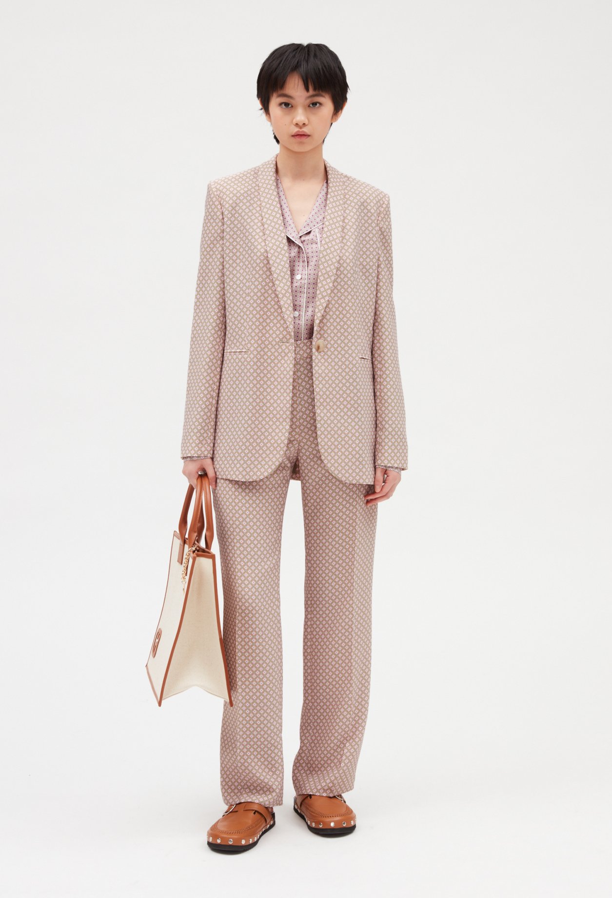 Veste tailleur imprime rose