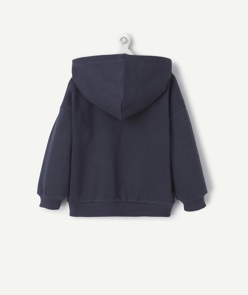 GILET ZIPPÉ À CAPUCHE BÉBÉ GARÇON EN FIBRES RECYCLÉES BLEU MARINE