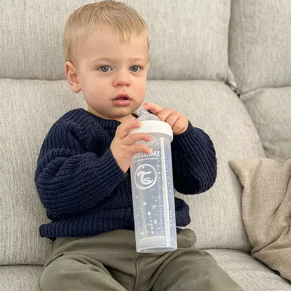 Mamadeira anticólica Twistshake branca +4 meses 330ml