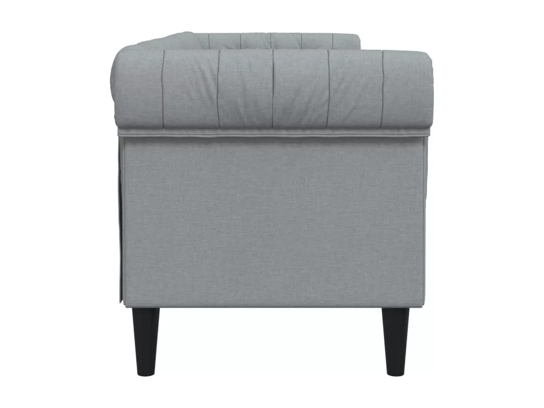 Canapé Chesterfield 3 places gris clair tissu