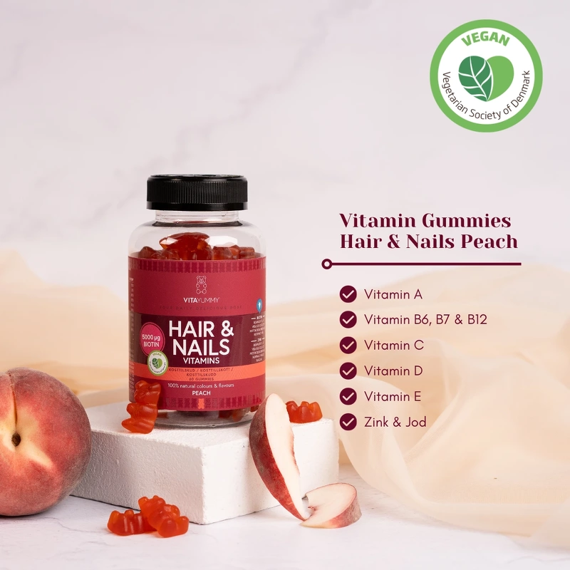 VitaYummy Hair & Nails Peach 60 Pieces