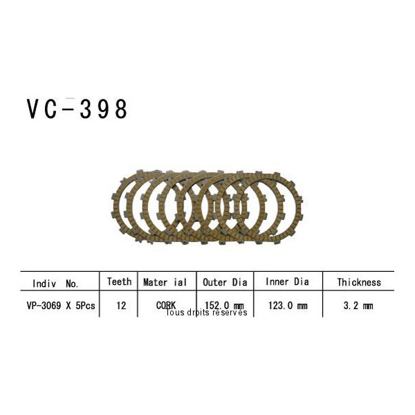 Kyoto - Disques garnis d'embrayage VC398