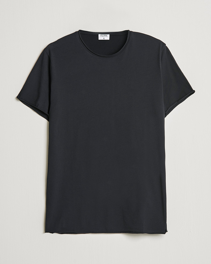 Filippa K Roll Neck Crew Neck Tee Black