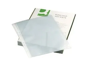Plastlomme Q-connect klar åben top 0,12mm præget A4 PP,10 pk x 100 stk/krt