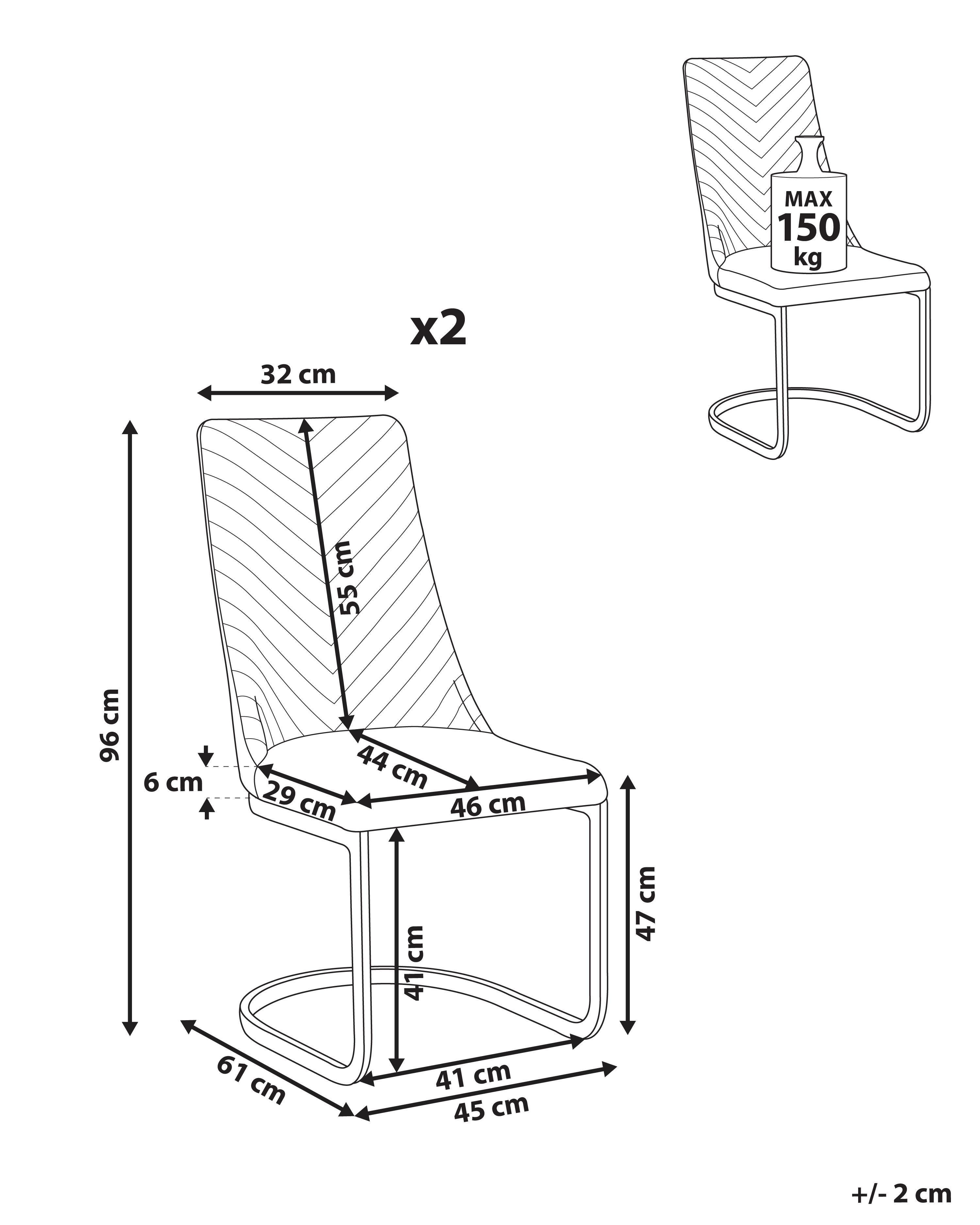 Set van 2 eetkamerstoelen ALTOONA Fluweel Gebroken wit