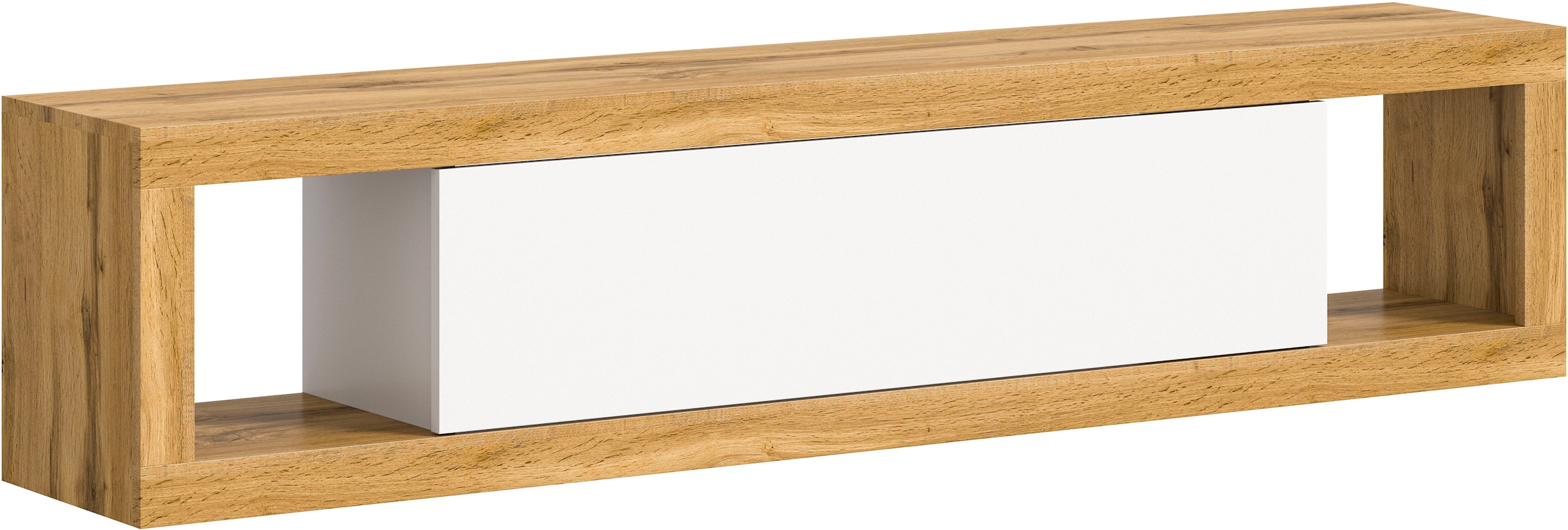 INOSIGN Lowboard »Trinity, Breite 180 cm, stehend und hängend, 1 Klappe,« 2 offene Fächer, grifflose Fronten, TV-Möbel, TV Schrank, Hängeschrank