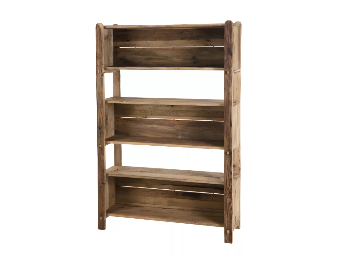 ANDRIAN - Étagère marron 5 niveaux bois Pin recyclé